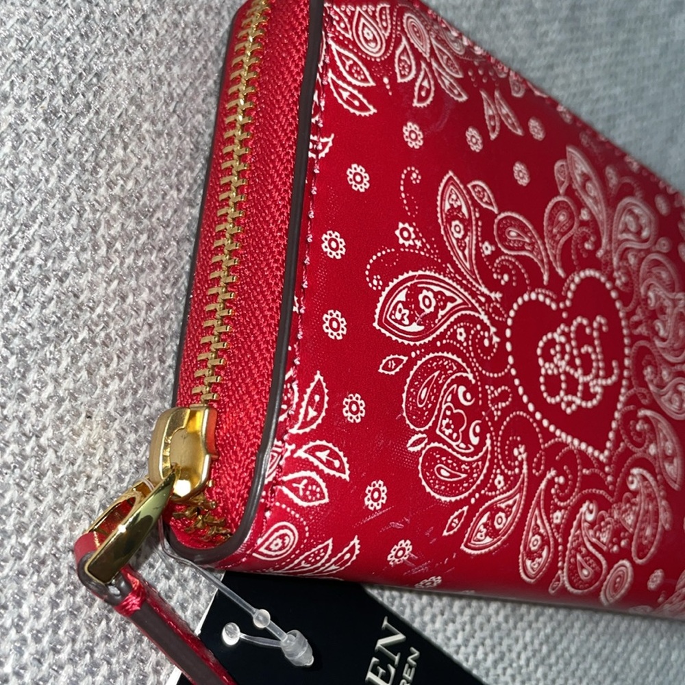 Ralph Lauren Paisley Leather Continental Wallet - Picture 2 of 5